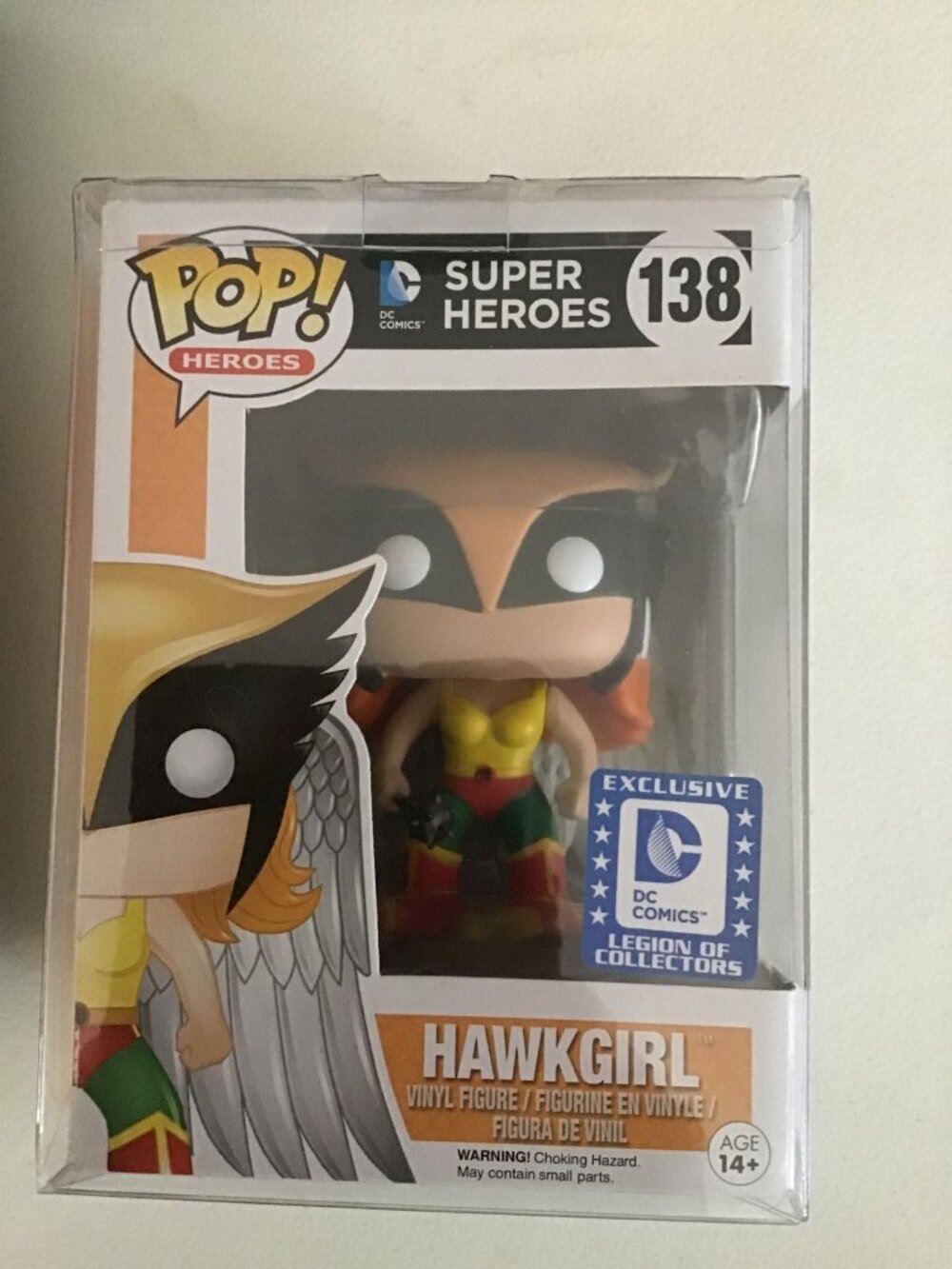 Funko Pop! Hawkgirl #138 DC Super Heroes Legion of Collectors w Protector NIB Ne